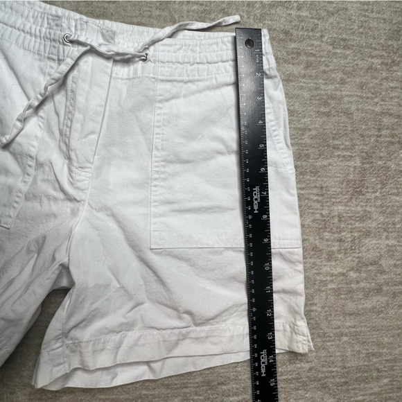 H&M bright white chino linen short Drawstring Waist 100% Cotton classic size 6 - Picture 4 of 9